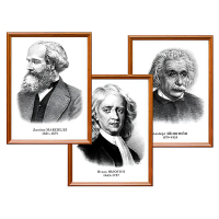 Портреты выдающихся физиков (деревянная рамка, под стеклом, комплект 8 шт.) - «globural.ru» - Рузаевка