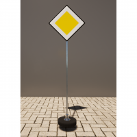 Знак дорожный "Главная дорога" 2.1 типоразмер 40 на стойке с основанием 3кг - «globural.ru» - Рузаевка