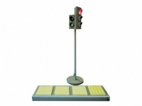 Электрифицированная модель транспортного и пешеходного светофоров на стойке и основании с "Виртуальным учителем" и с панелью образцами тактильной тротуарной плитки для слепых и слабовидящих пешеходов - «globural.ru» - Рузаевка