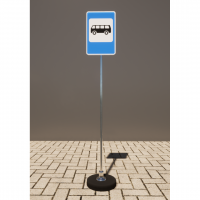 Знак дорожный "Место остановки автобуса" 5.16 типоразмер 40 на стойке с основанием 3кг - «globural.ru» - Рузаевка