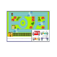 Игровой коврик "Дорожное движение - 3" с набором транспортных средств - «globural.ru» - Рузаевка