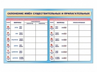 Фрагмент (демонстрационный) маркерный (двухсторонний) "Склонение имен существительных и прилагательных" - «globural.ru» - Рузаевка