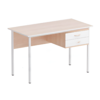 Стол преподавателя каркасный с подвесной тумбой (бук/белый) - «globural.ru» - Рузаевка
