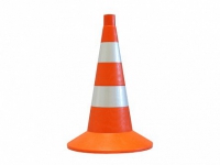 Сигнальный дорожный конус (мягкий, с двумя световозвращающими полосами) - «globural.ru» - Рузаевка