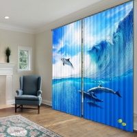 Комплект светонепроницаемых штор "Дельфины" - «globural.ru» - Рузаевка