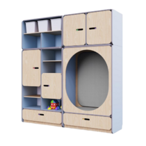 Детская стенка с местом для хранения и овальной зоной отдыха из коллекции «НЕГА» (цвет голубой) - «globural.ru» - Рузаевка