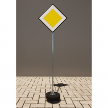 Знак дорожный "Главная дорога" 2.1 типоразмер 40 на стойке с основанием 3кг - «globural.ru» - Рузаевка