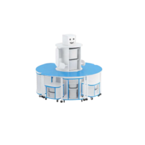 Модуль-стеллаж "Робот- Робик" (синий-белый) - «globural.ru» - Рузаевка