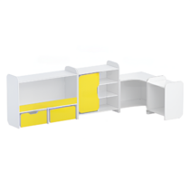 Набор стеллажей для игрушек и пособий "Росток" (белый/желтый) - «globural.ru» - Рузаевка