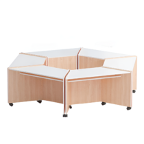 Композиция из корпусных столов трапеций (бук/белый) - «globural.ru» - Рузаевка