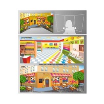 Стенд для сюжетно-ролевых игр 2-х сторонний (супермаркет, кафе) - «globural.ru» - Рузаевка