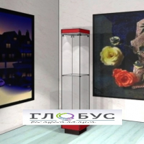 Витрина музейная стойка с фризом и дополнительной полкой - «globural.ru» - Рузаевка