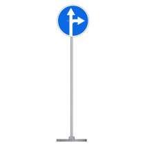 Знак дорожный " Движение прямо или направо" 4.1.4  типоразмер 40 на стойке с основанием 3кг - «globural.ru» - Рузаевка