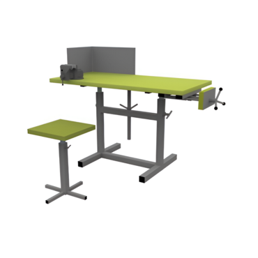 Верстак ученический комбинированный с тисками и струбциной, с защитным экраном и табуретом - «globural.ru» - Рузаевка