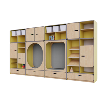 Детская стенка с местом для хранения и зонами отдыха из коллекции «НЕГА» (цвет желтый) - «globural.ru» - Рузаевка