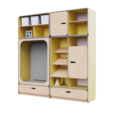 Детская стенка с местом для хранения и прямоугольной зоной отдыха из коллекции «НЕГА» (цвет желтый) - «globural.ru» - Рузаевка