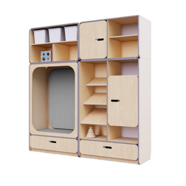 Детская стенка с местом для хранения и прямоугольной зоной отдыха из коллекции «НЕГА» (цвет бежевый) - «globural.ru» - Рузаевка