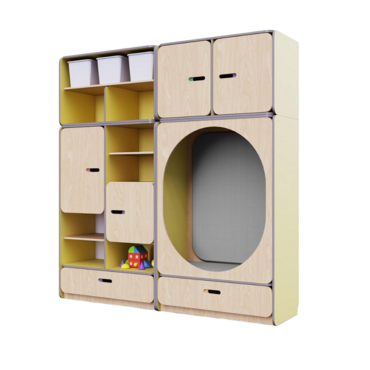 Детская стенка с местом для хранения и овальной зоной отдыха из коллекции «НЕГА» (цвет желтый) - «globural.ru» - Рузаевка