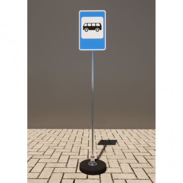 Знак дорожный "Место остановки автобуса" 5.16 типоразмер 40 на стойке с основанием 3кг - «globural.ru» - Рузаевка