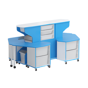 Модуль-стеллаж "Робот-Робик 002" (белый/синий) - «globural.ru» - Рузаевка