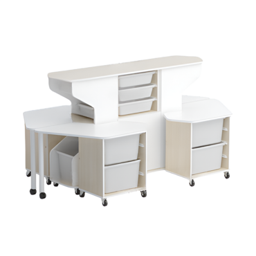 Модуль-стеллаж "Робот-Робик 002" (дуб молочный/белый) - «globural.ru» - Рузаевка