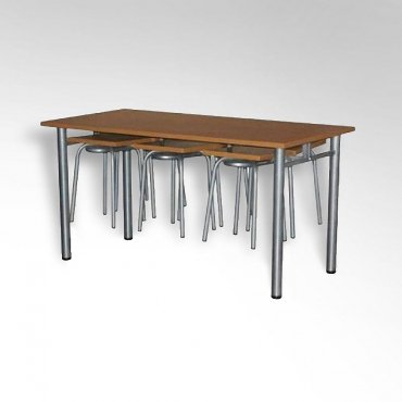 Стол обеденный 6-ти местый на металлокаркасе с навесами под табурет - «globural.ru» - Рузаевка