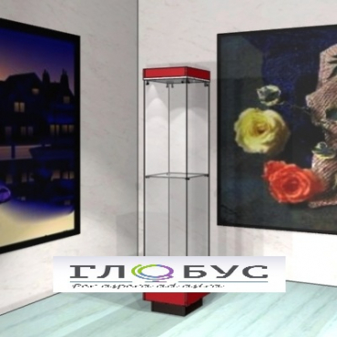 Витрина музейная стойка с фризом и дополнительной полкой - «globural.ru» - Рузаевка